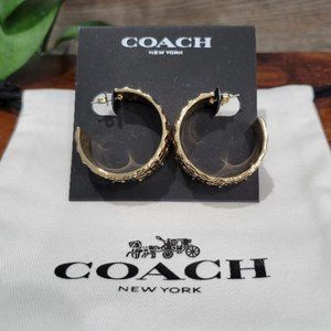 Coach Signature Logo Hoop Earrings